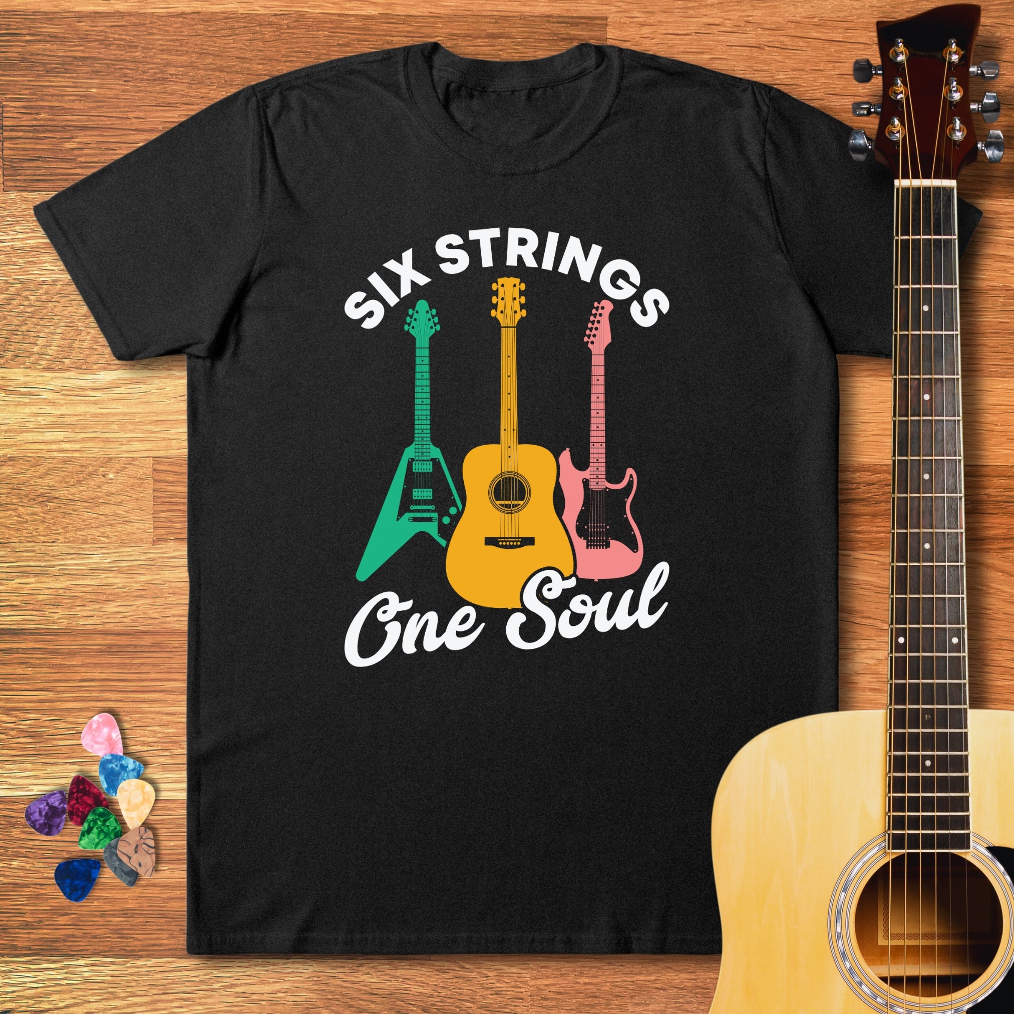 Six Strings One Soul Guitar T-Shirt