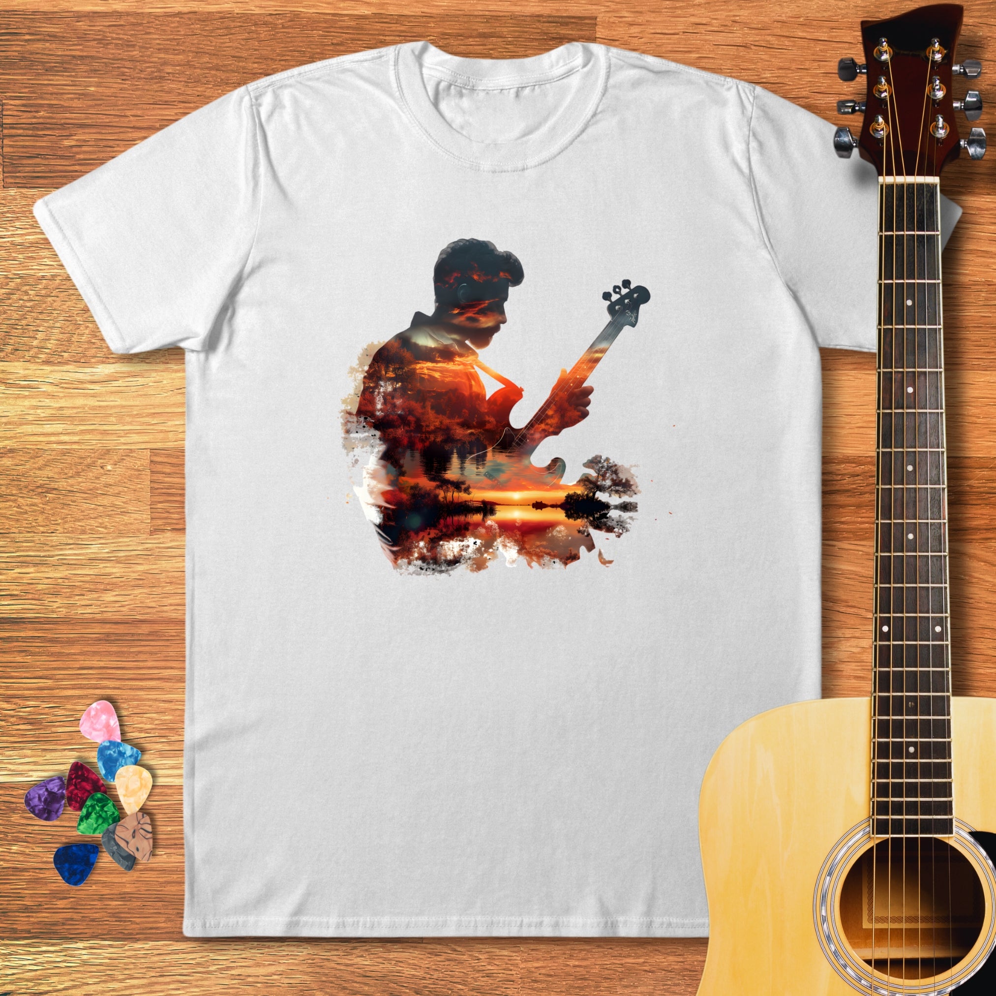 Guitar Double Exposure T-Shirt